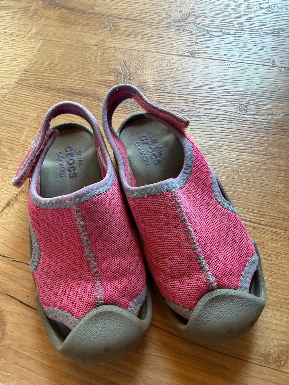 CROCS Pink & Gray Canvas Slip-On water shoes